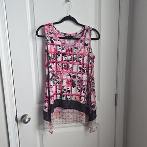 Style & Co. Asymmetrical Pink and Black Tunic